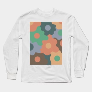 Retro Groovy Egg Flowers - Soft Autumn Seasonal Color Palette Long Sleeve T-Shirt